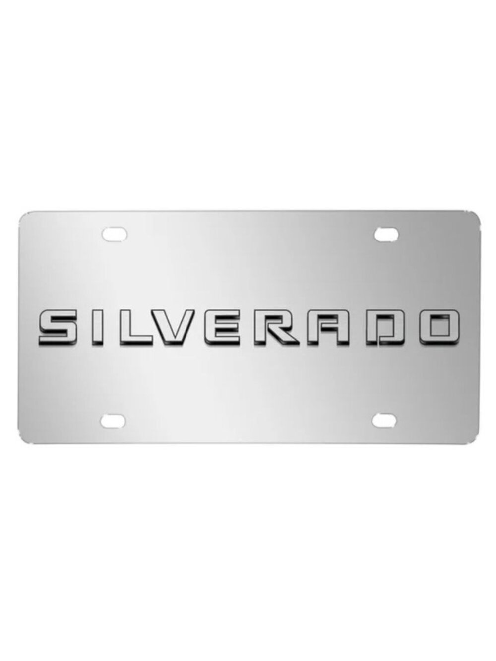 Chevrolet Silverado 3D Nameplate Mirror Chrome Stainless Steel License Plate